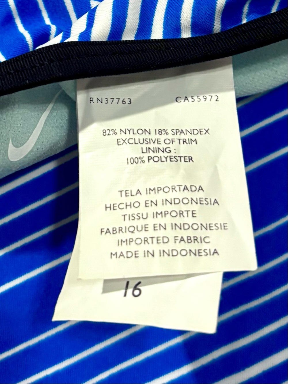 Nike Women’s Tankini Swimsuit Top • Size 16 • Blue Stripe - Picture 8 of 8